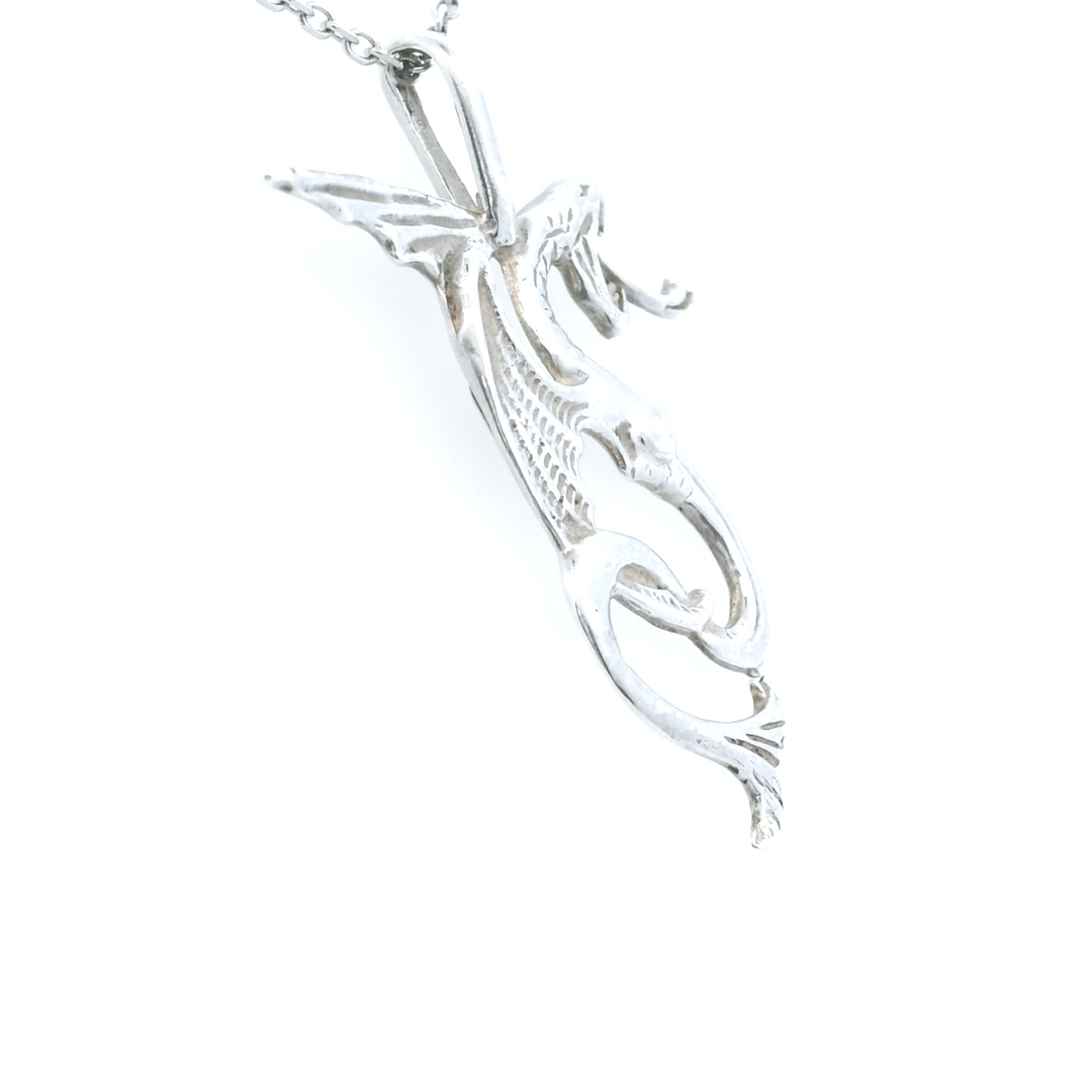 Estate Sterling Silver Dragon Pendant