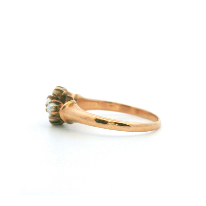 Estate 10K Yellow Gold Antique Victorian Seed Pearl Ring