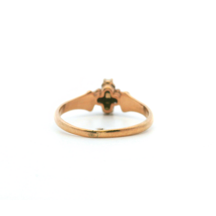 Estate 10K Yellow Gold Antique Victorian Seed Pearl Ring