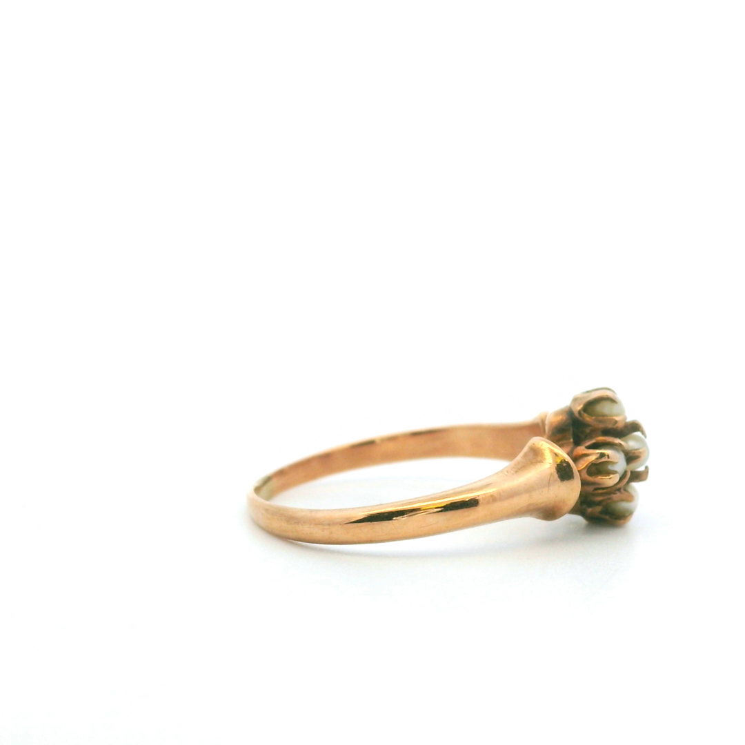 Estate 10KT Yellow Gold Seed Pearl Ring, Victorian