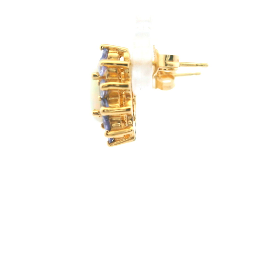 Estate 14KT Yellow Gold Tanzanite & Opal Earrings, ca. 2000