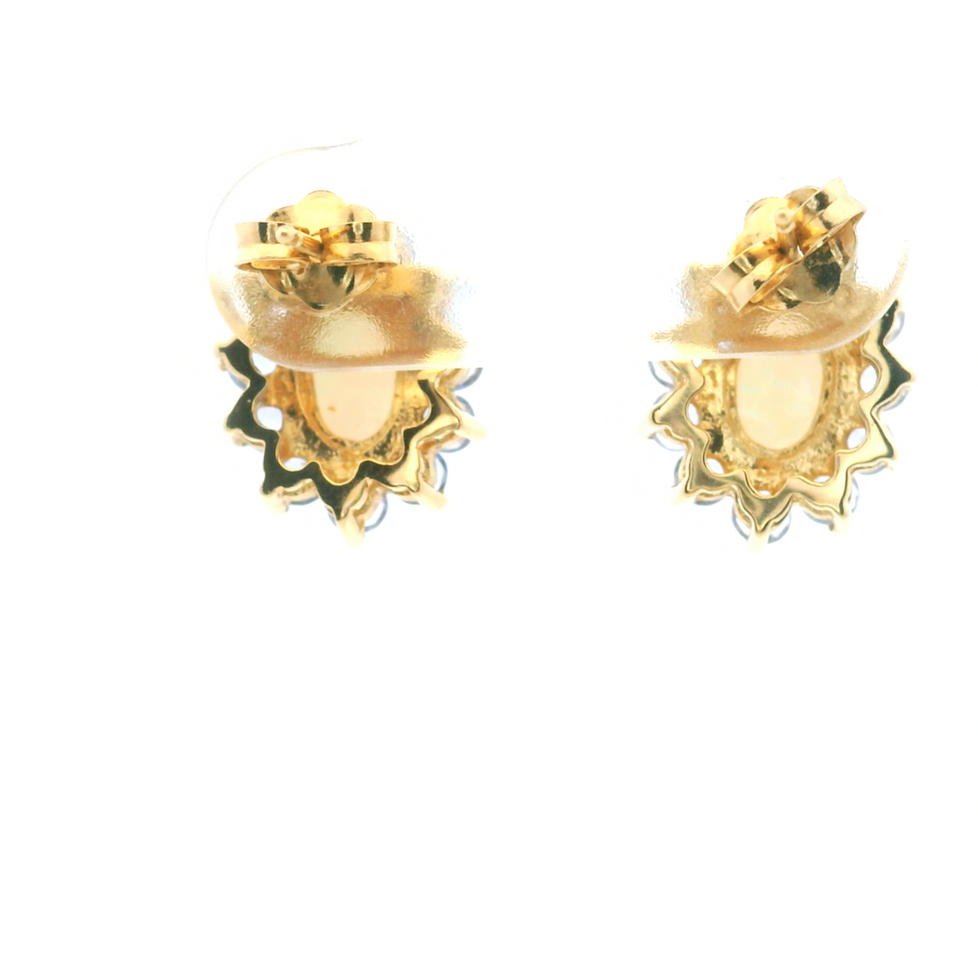 Estate 14KT Yellow Gold Tanzanite & Opal Earrings, ca. 2000