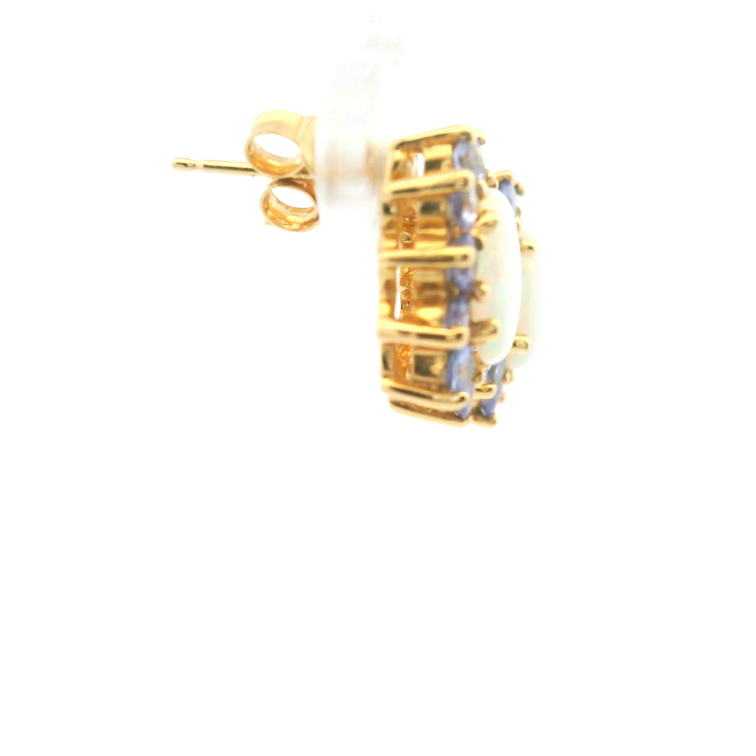 Estate 14KT Yellow Gold Tanzanite & Opal Earrings, ca. 2000