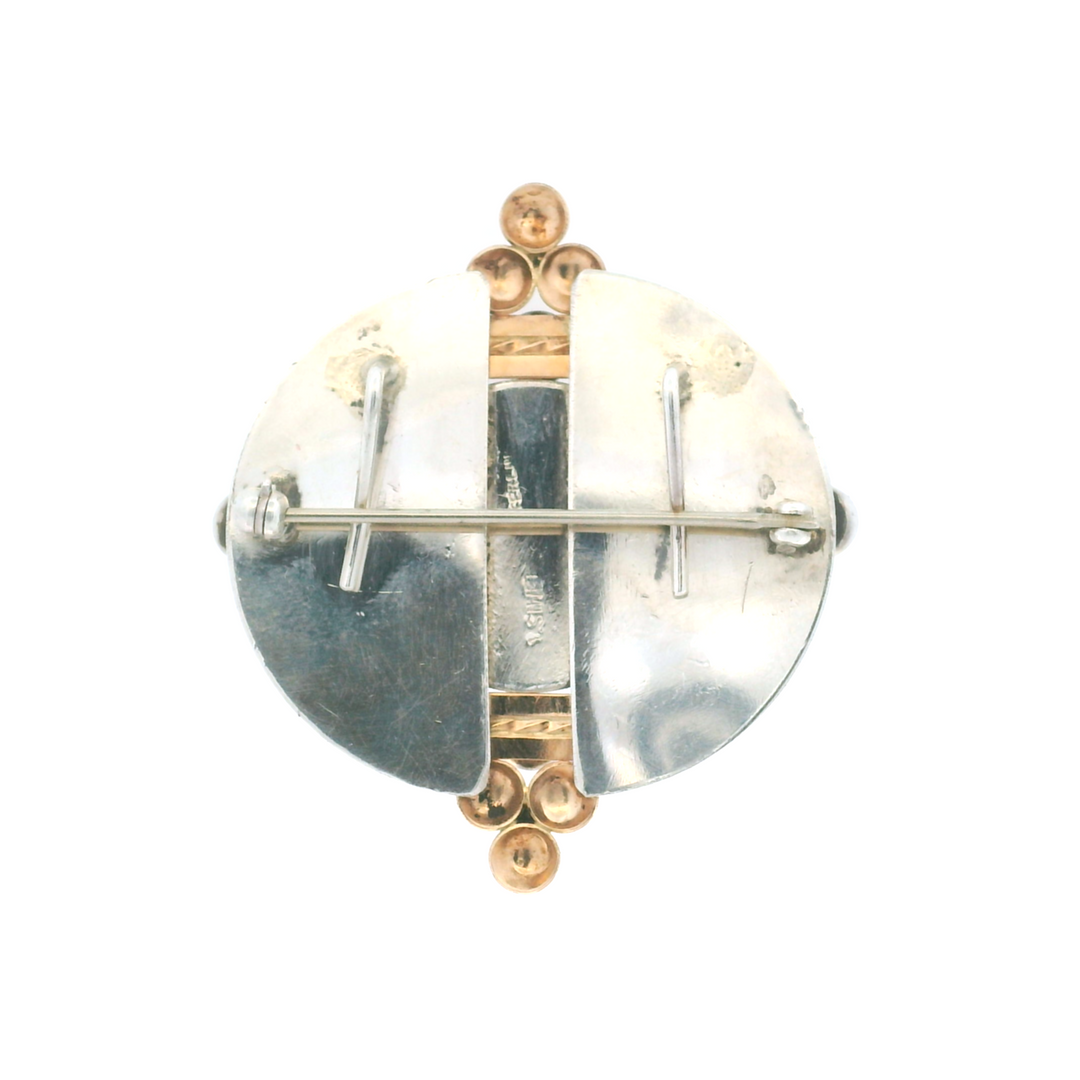 Estate Siwen Sterling Silver Amethyst, Tourmaline & Mabe Pearl Brooch/Pendant, Vintage