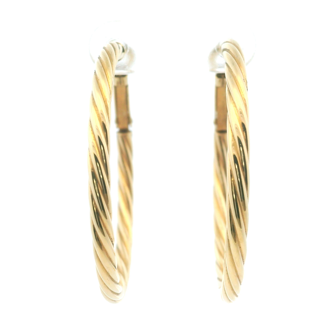 Estate 14KT Yellow Gold Hollow Twisted Hoops