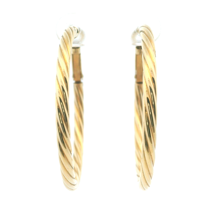 Estate 14KT Yellow Gold Hollow Twisted Hoops