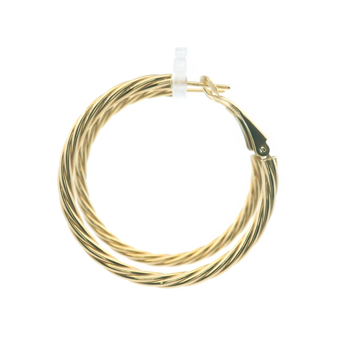Estate 14K Yellow Gold 1.5" Hollow Twisted Hoop Earrings