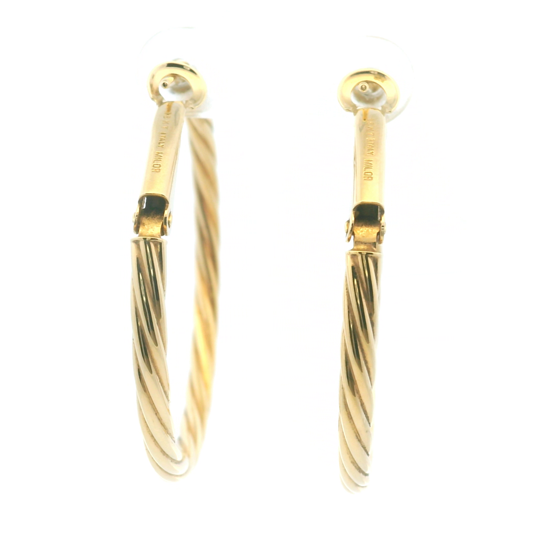 Estate 14KT Yellow Gold Hollow Twisted Hoops