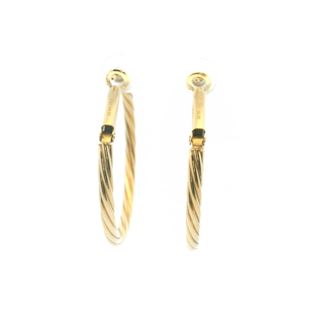 Estate 14K Yellow Gold 1.5" Hollow Twisted Hoop Earrings