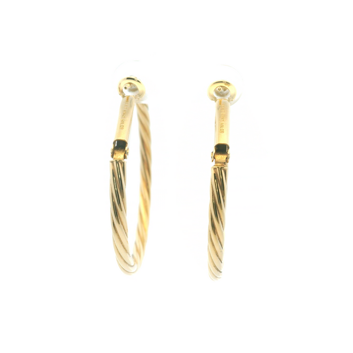 Estate 14K Yellow Gold 1.5" Hollow Twisted Hoop Earrings