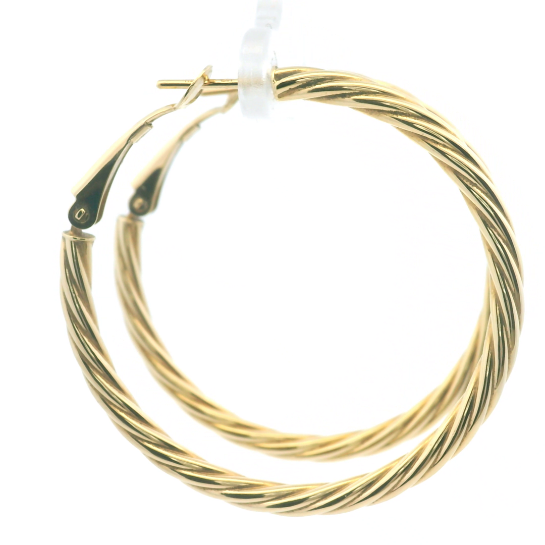 Estate 14KT Yellow Gold Hollow Twisted Hoops