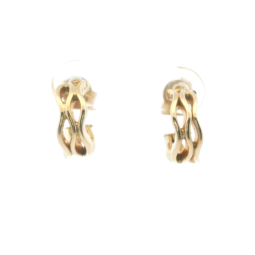 Estate 14KT Yellow Gold Wavy Openwork Hoops