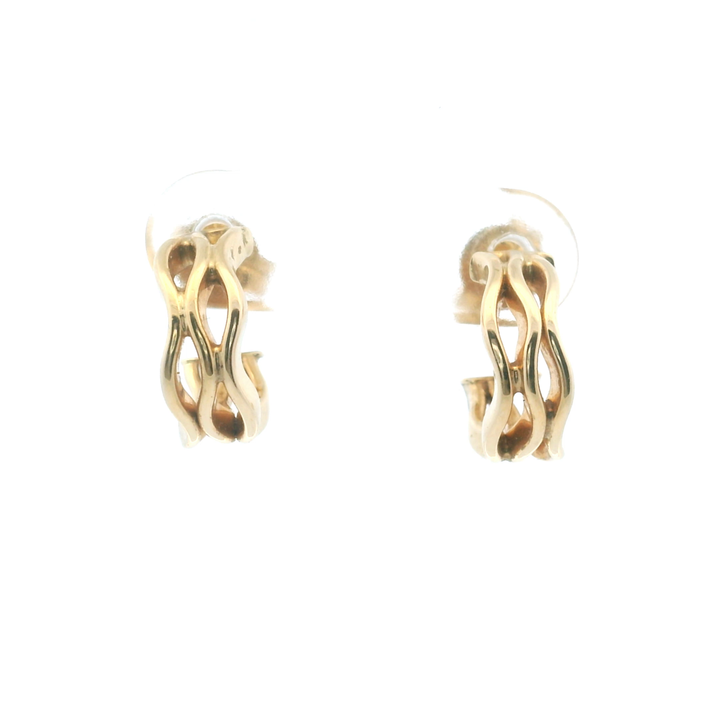 Estate 14KT Yellow Gold Wavy Openwork Hoops