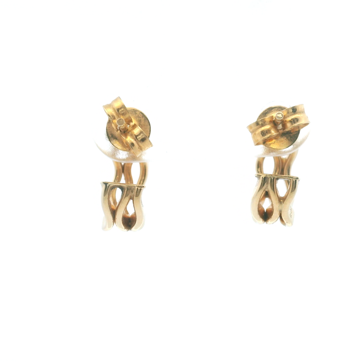 Estate 14KT Yellow Gold Wavy Openwork Hoops