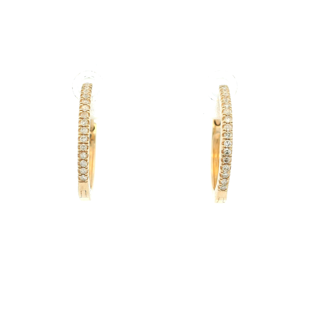 Estate 14K Yellow Gold Diamond Single Cut Huggie Hoop Earrings 0.16TWT