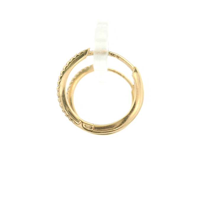 Estate 14K Yellow Gold Diamond Single Cut Huggie Hoop Earrings 0.16TWT