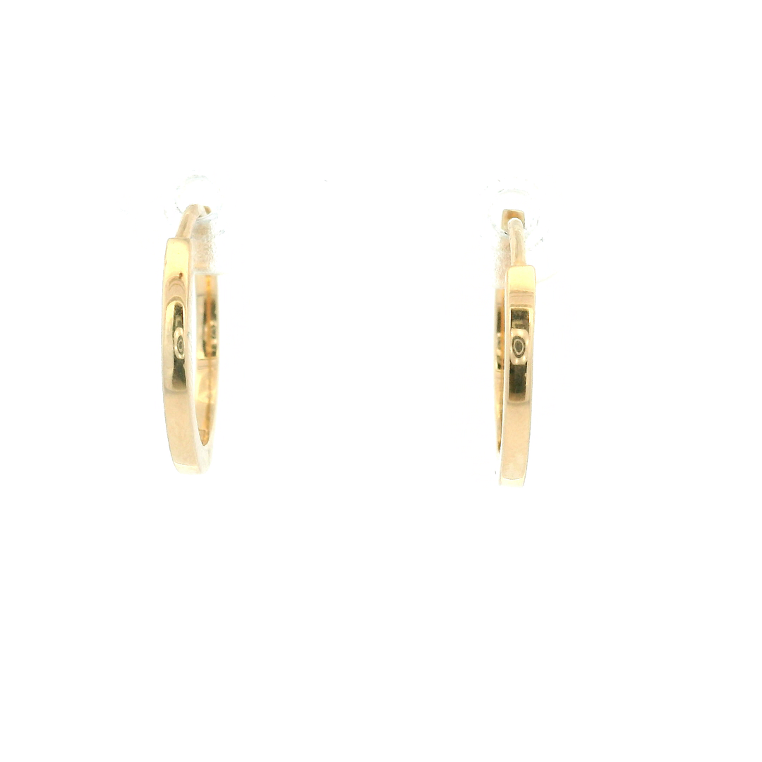 Estate 14K Yellow Gold Diamond Single Cut Huggie Hoop Earrings 0.16TWT