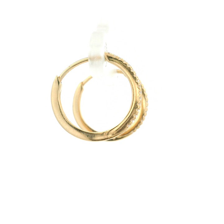 Estate 14K Yellow Gold Diamond Single Cut Huggie Hoop Earrings 0.16TWT