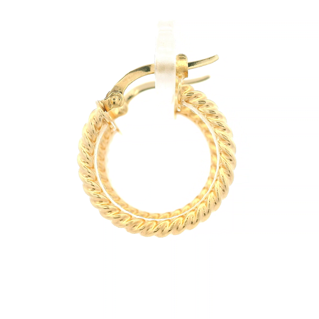 Estate 14K Yellow Gold Rope Edge Ribbon Hoop Earrings