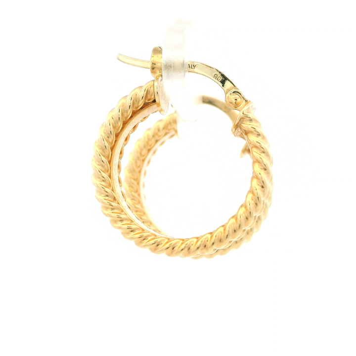 Estate 14K Yellow Gold Rope Edge Ribbon Hoop Earrings
