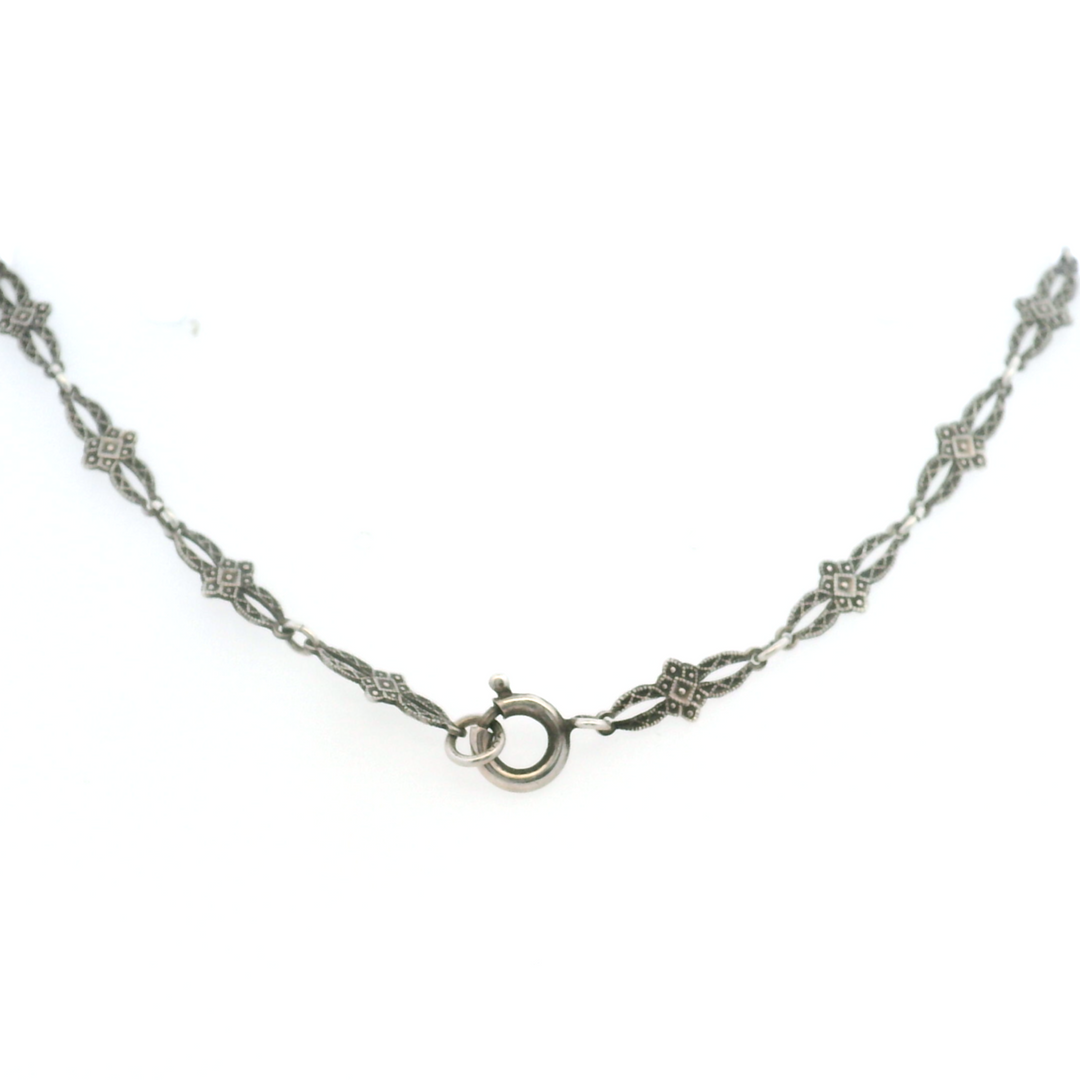 Estate Sterling Silver Vintage Rectangular Cabochon Sodalite Necklace