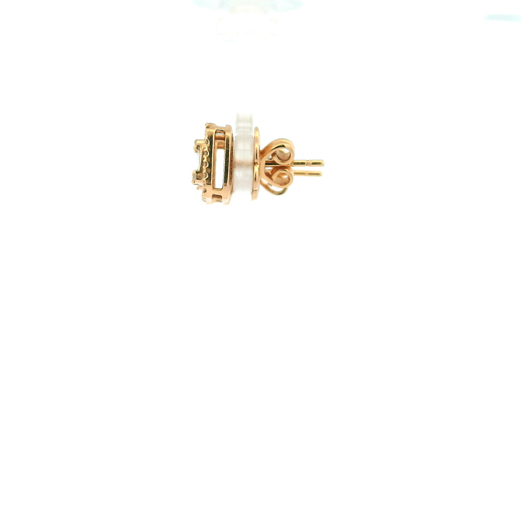 Estate 18K Rose Gold Emerald Shape Diamond Cluster Stud Earrings 0.80CT TWT