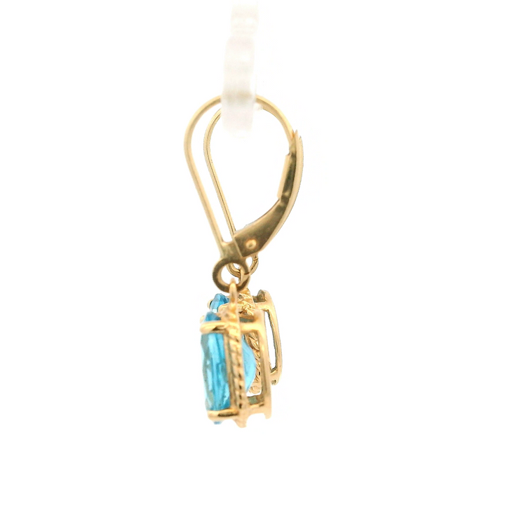 Estate 14K Yellow Gold 4.80CTW Oval Blue Topaz Drop Earrings