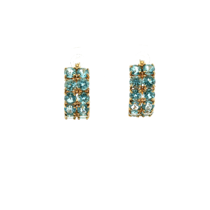 Estate 14K Yellow Gold Topaz Huggie Hoop Earrings 3.85CT TWT