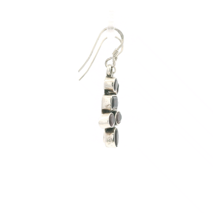 Estate Sterling Silver 5.74CTW Garnet Cross Drop Earrings