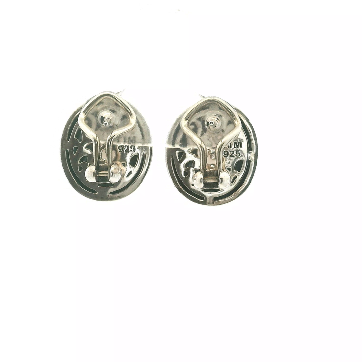 Estate Two Tone Sterling Silver Smoky Quartz and Marcasite Earrings 1.40CT TWT