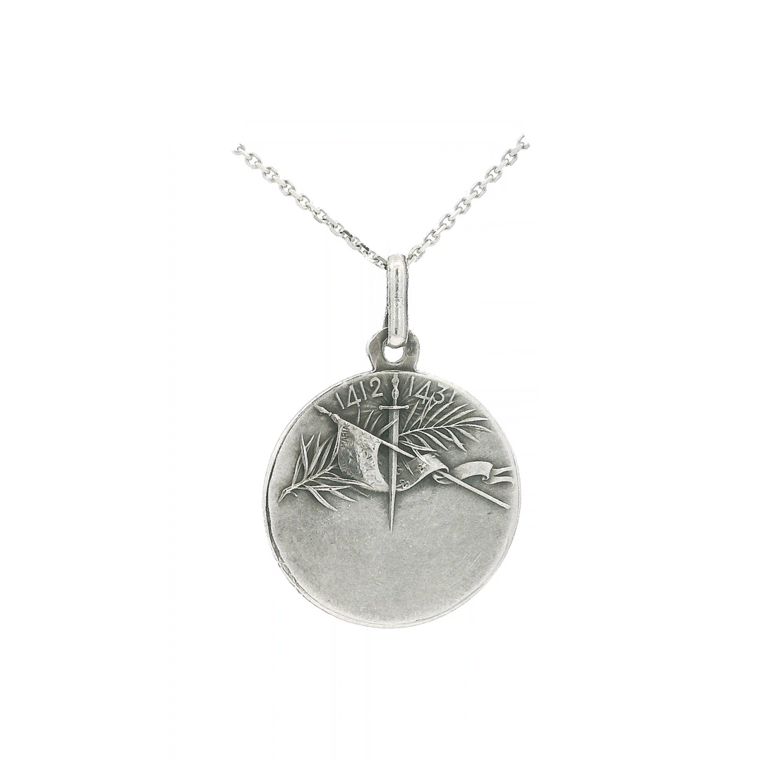 Estate French Sterling Silver Joan of Arc Medallion Charm