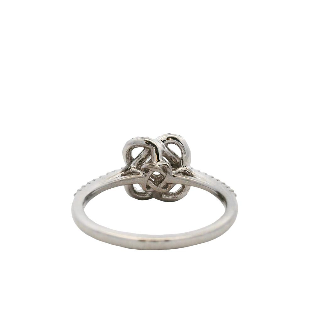 Estate 10K White Gold Diamond Love Knot Ring