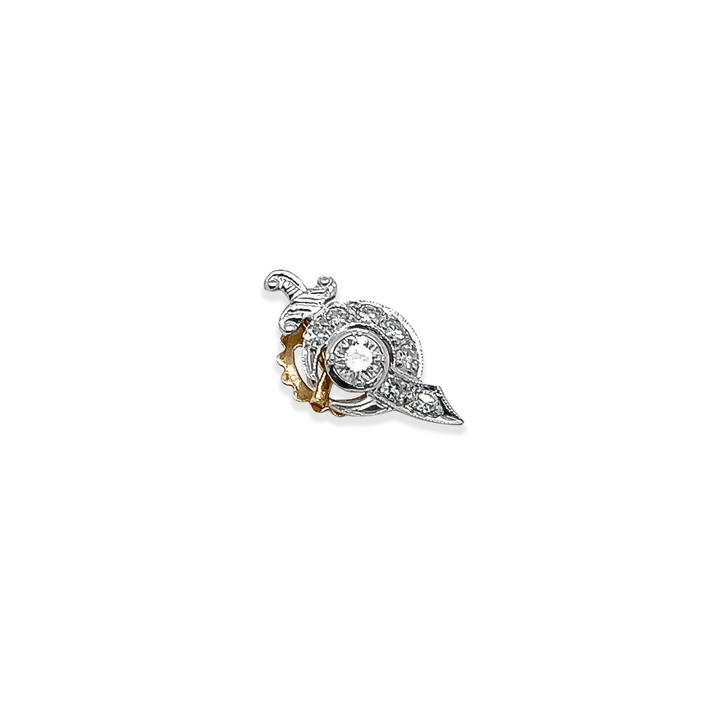 Estate 14K Two-Tone Gold 0.51CTW Diamond Vintage Shriner's Pin