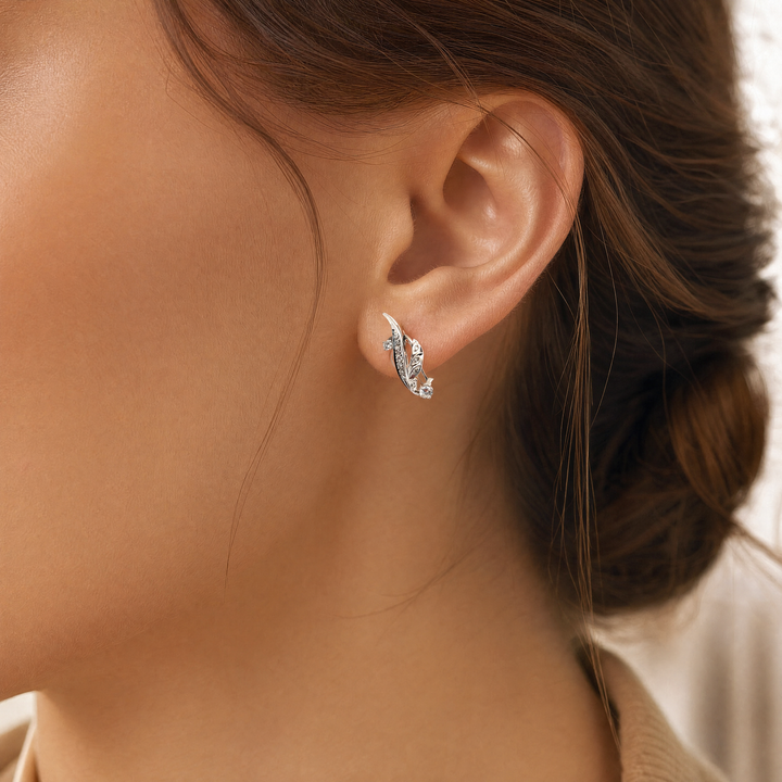 Estate 14KT White Gold Diamond Spray Earrings, ca. 1950's