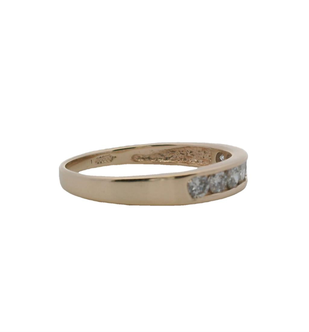 Estate 14K Yellow Gold Round Diamond Channel Wedding Band - 0.70 TCW Contemporary Design
