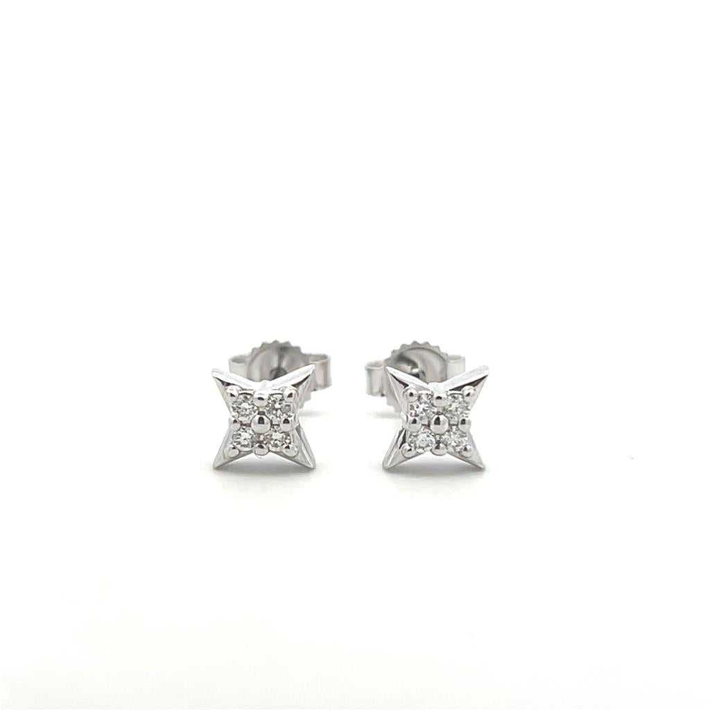 Sterling Silver 0.10ctw Diamond Star Stud Earrings
