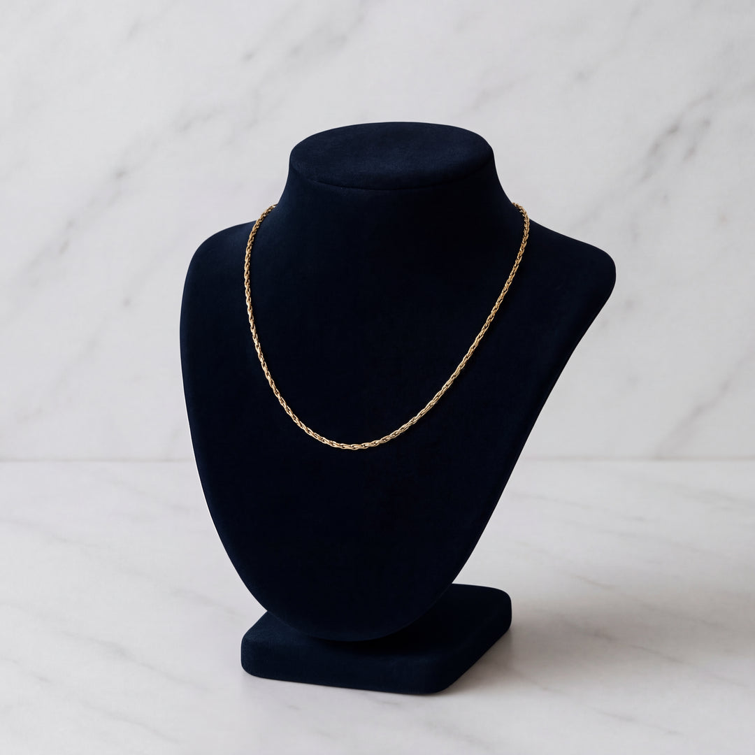 Estate 14K Yellow Gold Contemporary Wheat Chain Necklace 16"