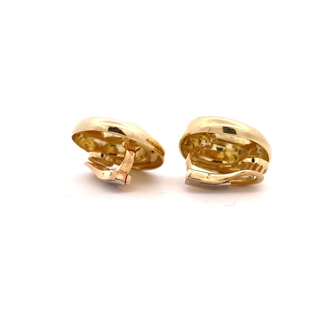 Estate 18K Yellow Gold Swirl Clip On Stud Earrings