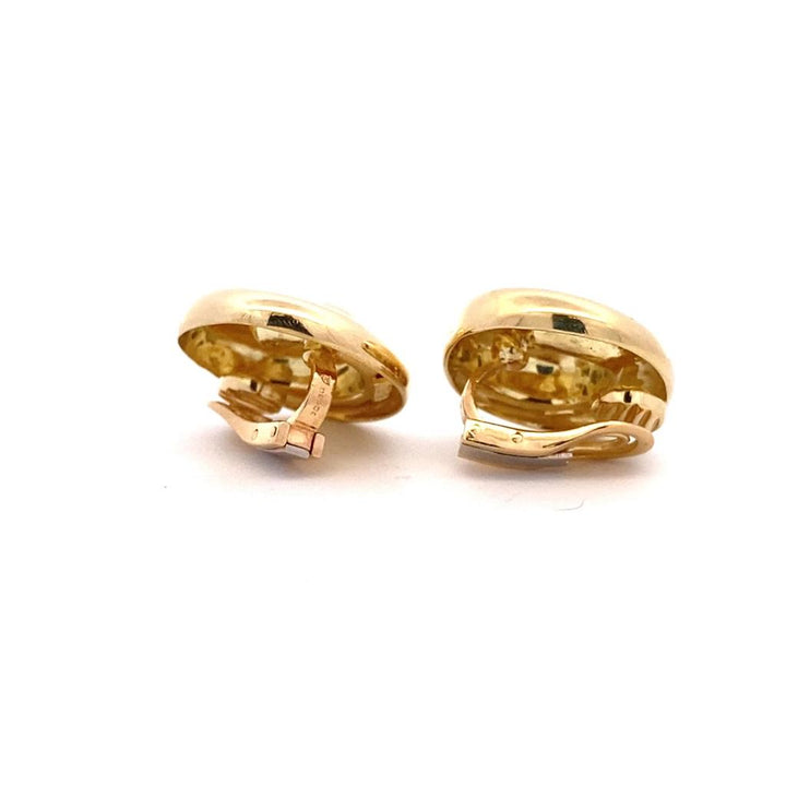 Estate 18K Yellow Gold Swirl Clip On Stud Earrings