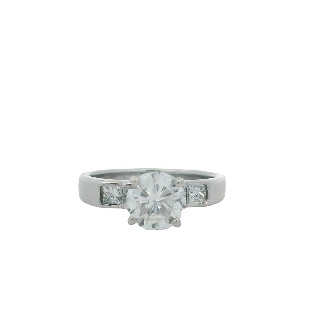 Estate Platinum Round Diamond Engagement Ring - 1.28 TCW Contemporary Design