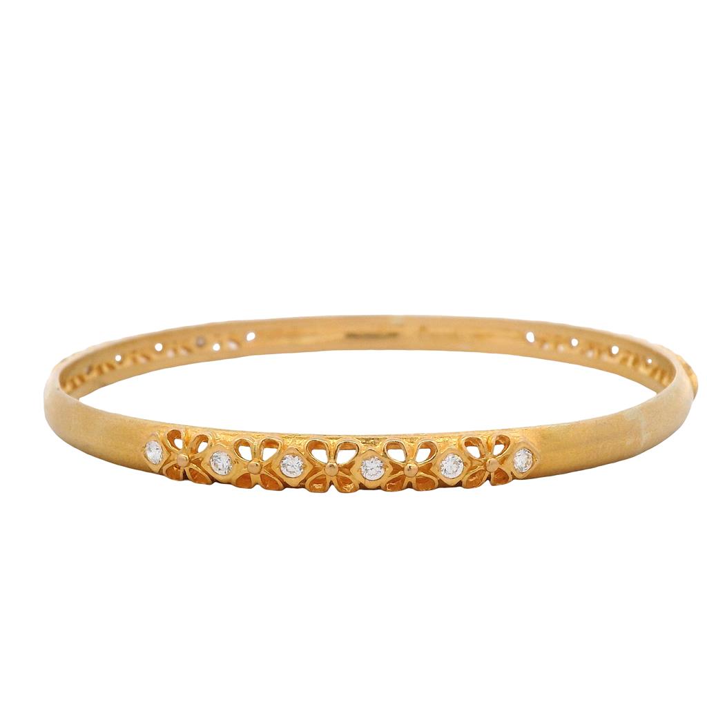 Estate 18K Yellow Gold Diamond Bangle Bracelet - Classic Design