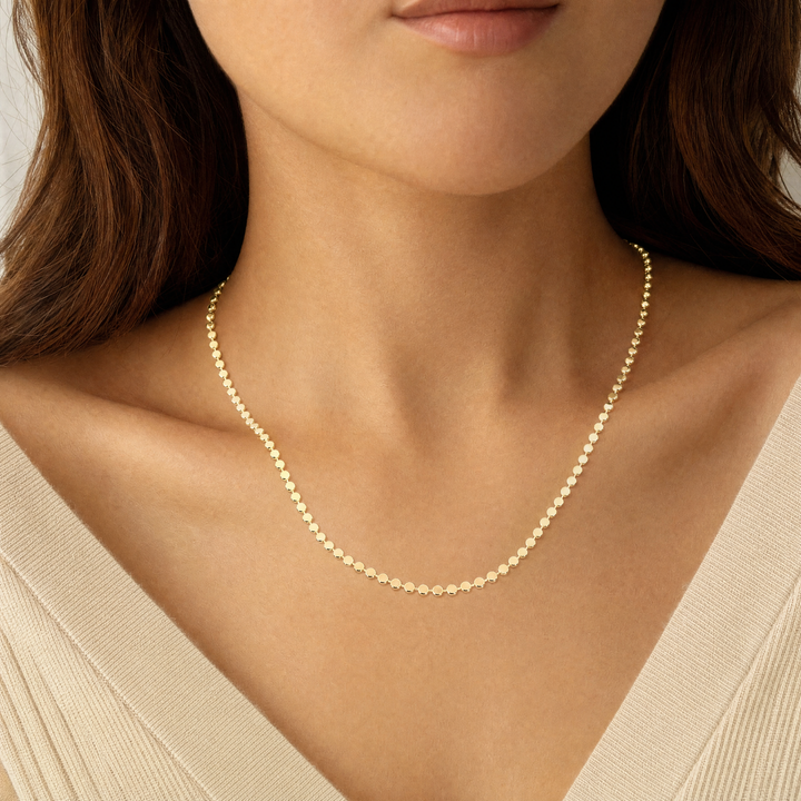 14K Yellow Gold Filled Flat Disc Necklace
