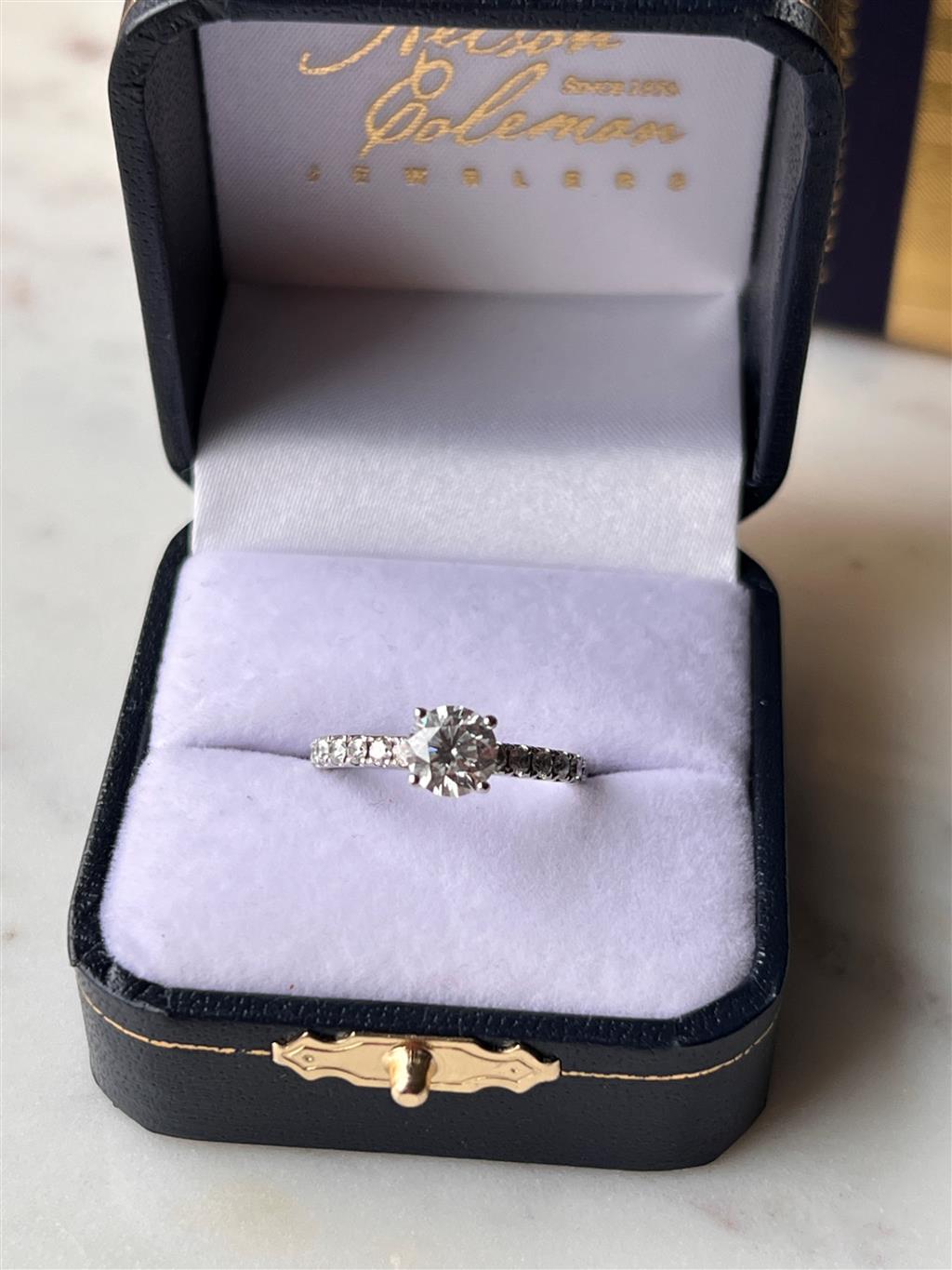 Estate 14K White Gold Leo Diamond Engagement Ring - 1.47 TCW Contemporary Design