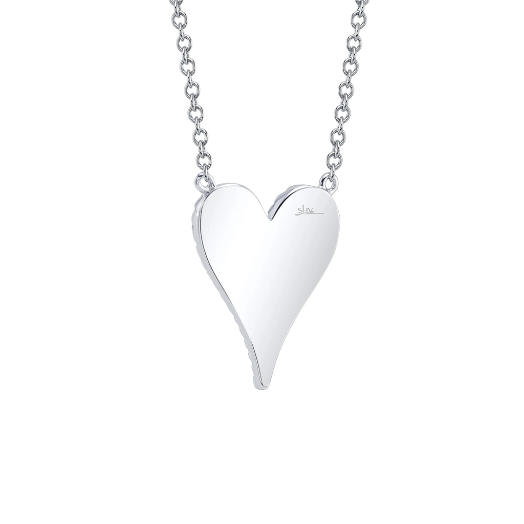 14K White Gold 0.11ctw Diamond Cluster Heart Necklace by Shy Creation