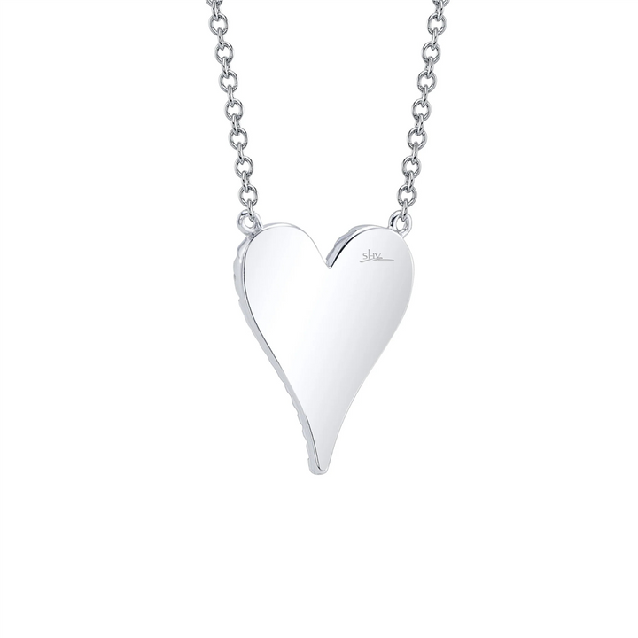 14K White Gold 0.11ctw Diamond Cluster Heart Necklace by Shy Creation