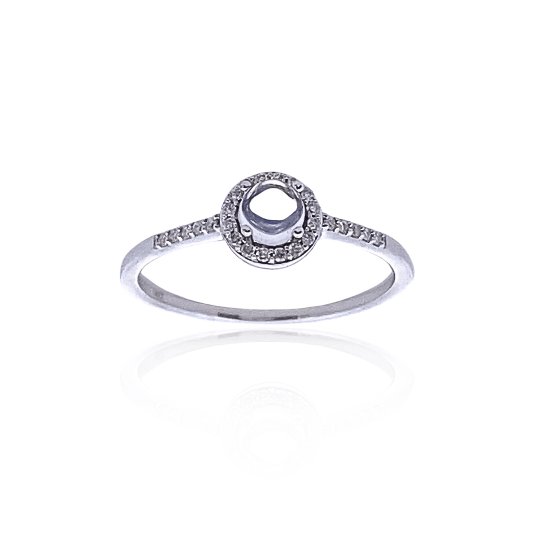 14K White Gold 0.61CTW Rainbow Moonstone & Diamond Halo Ring by Samuel B.