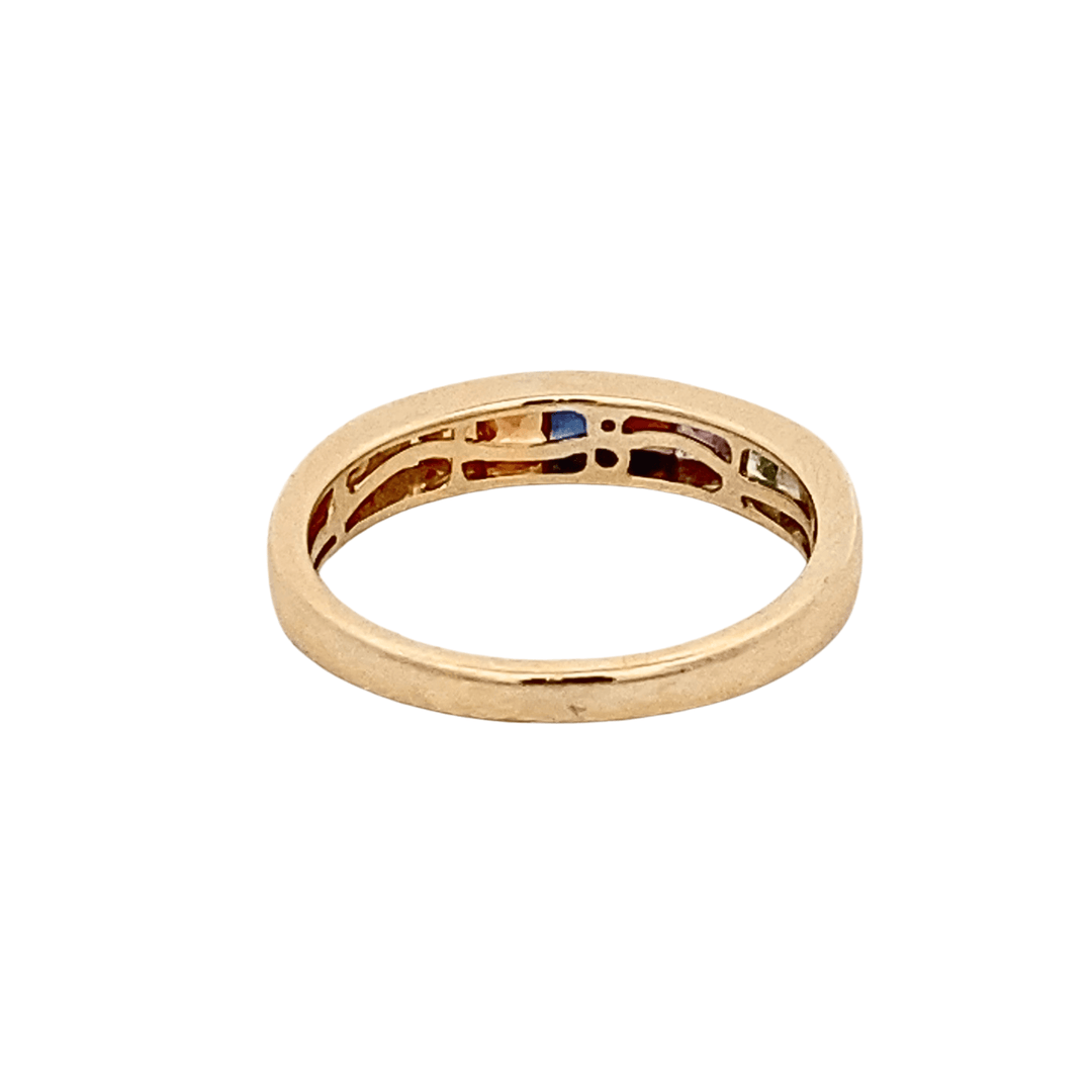 14K Yellow Gold 1.25CTW Princess-Cut Rainbow Sapphire Channel Band by Bellarri