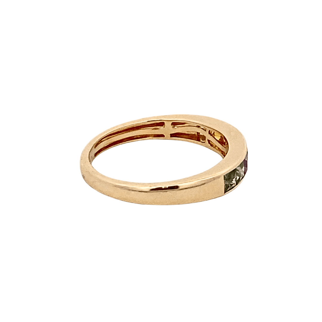 14K Yellow Gold 1.25CTW Princess-Cut Rainbow Sapphire Channel Band by Bellarri