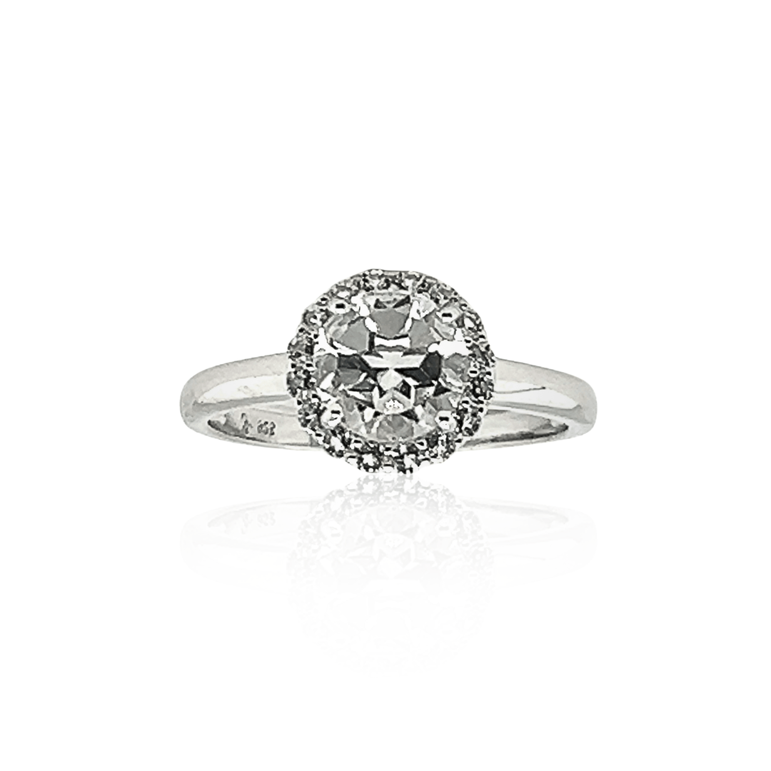 Sterling Silver White Topaz Halo Ring by Samuel B.