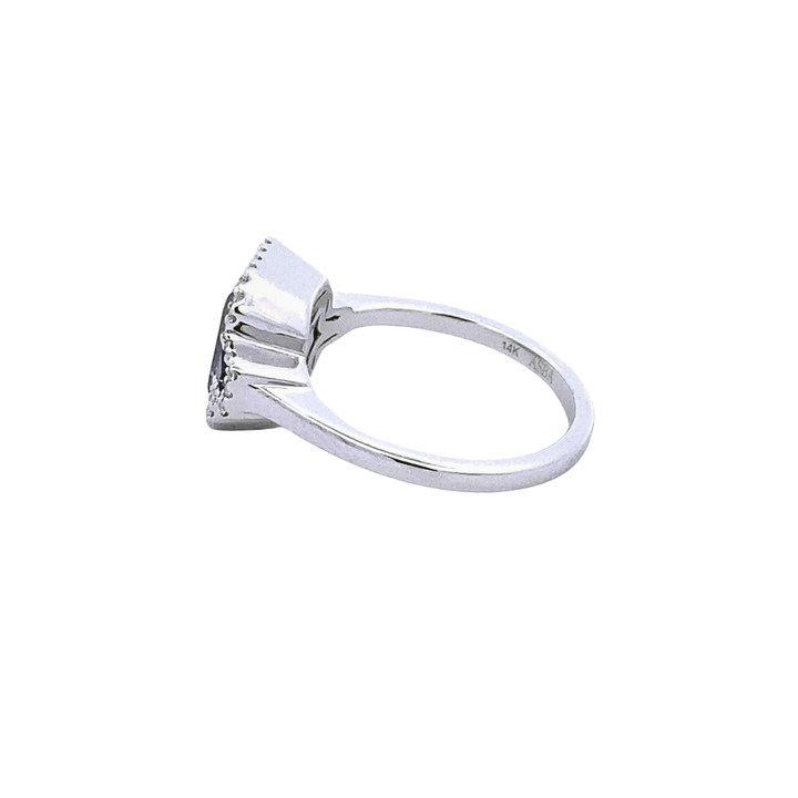 14K White Gold 2.54CTW Amethyst, London Blue Topaz & Diamond Three-Stone Ring